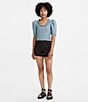 Color:Black and Black - Image 4 - Levi's® Mid Rise Update Cuffed Hem Stretch Denim Shorts