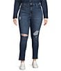 Color:Straight Through - Image 1 - Plus Size 721 High Rise Destructed Skinny Jeans