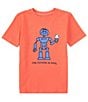 Color:Mango Orange - Image 1 - Big Boys 8-20 Short Sleeve Cool Robot Graphic T-Shirt