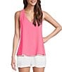 Color:Roxie Pink - Image 1 - Florin Woven V-Neck Sleeveless Reversible Lined Tank Top