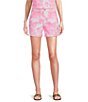 Color:Resort White - Image 1 - Gretchen Anniversary Toile Print High Rise Coordinating Shorts