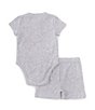 Color:Grey - Image 2 - Baby Boys 3-12 Months Short-Sleeve Henley Bodysuit & Matching Shorts Set