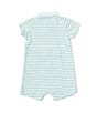 Color:Green - Image 2 - Baby Boys 3-12 Months Short Sleeve Striped/Whale-Themed Shortalls