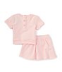 Color:Pink - Image 2 - Baby Girls 12-24 Months Short Sleeve Baby French Terry Top & Matching Skort Set