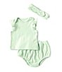 Color:Green - Image 1 - Baby Girls 3-12 Months Flutter Sleeve Top & Matching Bloomer Set