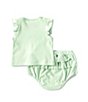 Color:Green - Image 2 - Baby Girls 3-12 Months Flutter Sleeve Top & Matching Bloomer Set