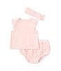Color:Pink - Image 1 - Baby Girls 3-12 Months Flutter Sleeve Top & Matching Bloomer Set