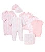 Color:Pink/White - Image 2 - Baby Girls Newborn-3 Months Damask Print Gown & Hat Set