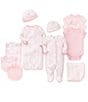 Color:Pink/White - Image 3 - Baby Girls Newborn-3 Months Damask Print Gown & Hat Set