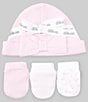 Color:Pink - Image 2 - Baby Girls Springtime Hat & Mitt Set