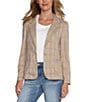 Color:Orange Tan Multi Check - Image 1 - Notch Lapel Long Sleeve Fitted Blazer