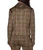 Color:Sage/Gray - Image 2 - Plaid Print Collared Neck Long Sleeve Zipper Front Faux Suede Jacket