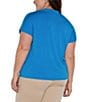 Color:Diva Blue - Image 2 - Plus Size Knit V-Neck Short Sleeve Top