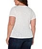 Color:Vintage White - Image 2 - Plus Size Slub Knit V-Neck Short Sleeve Tee Shirt