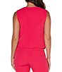 Color:Pink Punch - Image 2 - V-Neck Sleeveless Button Front Coordinating Vest