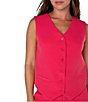 Color:Pink Punch - Image 3 - V-Neck Sleeveless Button Front Coordinating Vest