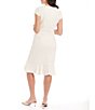 Color:White - Image 2 - Petite Size Short Sleeve V-Neck Front Cascade Ruffle Scuba Dress