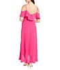 Color:Bright Pink - Image 2 - Ruffled Cold Shoulder Surplice V-Neck Midi Dress