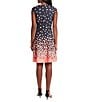 Color:Black/Coral - Image 2 - Scuba Crepe Cap Sleeve Polka Dot Fit and Flare Dress