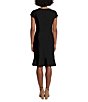 Color:Black - Image 2 - Short Sleeve V-Neck Front Cascade Ruffle Scuba Dress