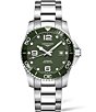 Color:Silver - Image 1 - Men's Hydroconquest Automatic Green Matte Dial Stainless Steel Bracelet Watch