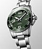 Color:Silver - Image 2 - Men's Hydroconquest Automatic Green Matte Dial Stainless Steel Bracelet Watch