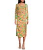 Color:Peach Multi - Image 3 - Eternal Lights Floral Print Ruched Slit Front Coordinating Midi Skirt