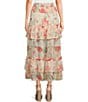 Color:Garden Floral - Image 2 - Floral High Rise Coordinating Smocked Waist Tiered Maxi Skirt