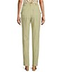 Color:Sage Green - Image 2 - High Rise Belted Straight Leg Pants