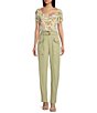 Color:Sage Green - Image 3 - High Rise Belted Straight Leg Pants