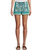 Color:Mirrored Jacobian Floral - Image 1 - Scarf Mirrored Jacobian Floral Print Shorts