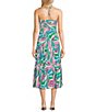 Color:Pink Abstract Tropical - Image 2 - Tiered Smocked Top Cut Out Tropical Print Midi Dress