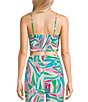 Color:Pink Abstract Tropical - Image 2 - Tropical Printed Sleeveless Smocked Coordinating Crop Top