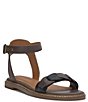 Color:Chocolate Black - Image 1 - Kyndall Leather Ankle Strap Flat Sandals