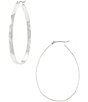 Color:Silver - Image 1 - Medium Oblong Hoop Earrings