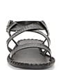 Color:Black - Image 5 - Zelek Crocodile Leather Flat Ankle Strap Sandals