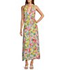 Color:Multi Floral - Image 1 - Floral Halter Neck Sleeveless Midi Dress