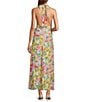 Color:Multi Floral - Image 2 - Floral Halter Neck Sleeveless Midi Dress