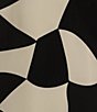 Color:Black/White - Image 3 - Geometric Print Crew Neck Long Sleeve Midi Dress