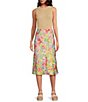 Color:Multi Floral - Image 3 - Satin Slip Floral Print Midi Skirt