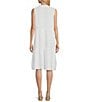 Color:White - Image 2 - M Made In Italy Sleeveless Cotton Tiered A-Line Dress