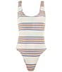 Color:Blue - Image 3 - Claire Scoop Neck Reversible Cheeky One Piece Swimsuit