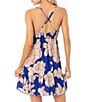 Color:Blue - Image 2 - Jessy Floral V-Neck Criss Cross Back Mini Cover-Up Dress