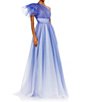 Color:Royal Ombre - Image 1 - Asymmetrical One Shoulder Short Ruffle Sleeve Ruched Ombre Ballgown