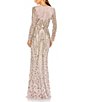 Color:Mocha - Image 2 - Beaded Crew Neck Long Sleeve Gown