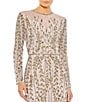 Color:Mocha - Image 3 - Beaded Crew Neck Long Sleeve Gown