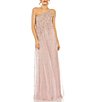 Color:Porcelain Gold - Image 1 - Beaded One Shoulder Sleeveless Beaded Gown