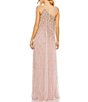 Color:Porcelain Gold - Image 2 - Beaded One Shoulder Sleeveless Beaded Gown