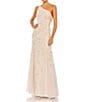 Color:Blush - Image 1 - Beaded One Shoulder Sleeveless Fit and Flare Gown