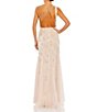 Color:Blush - Image 2 - Beaded One Shoulder Sleeveless Fit and Flare Gown